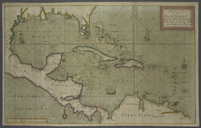 Mappa commerciale delle Indie Occidentali, 1707 (stampa colorata a mano) da English School